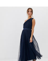 Anaya With Love Tulle One Shoulder Midaxi Dress With In Navy