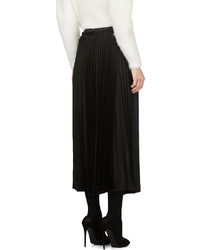Avelon Black Navy Colorblocked Pleated Full Midi Skirt