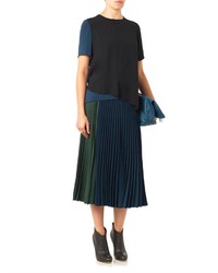Cédric Charlier Bi Colour Pleated Midi Skirt