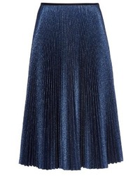 Cédric Charlier Cdric Charlier Metallic Knit Pleated Midi Skirt