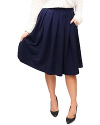Comme Toi Navy Pleated Skirt
