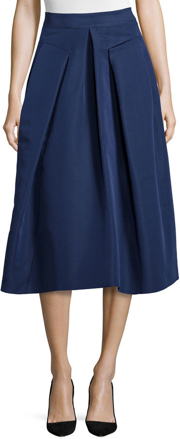 Rebecca Taylor Inverted Pleat Midi Skirt, $450 | Bergdorf Goodman ...