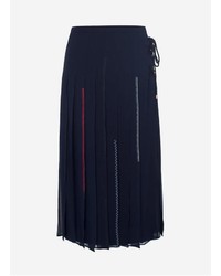 Carven Laceup Pleated Midi Skirt