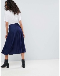 Asos Pleated Midi Skirt With Belt