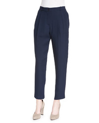 Armani Collezioni Textured Pleated Front Trousers Navy