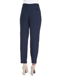Armani Collezioni Textured Pleated Front Trousers Navy