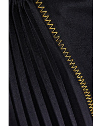 DKNY Asymmetric Pleated Satin Midi Skirt Midnight Blue