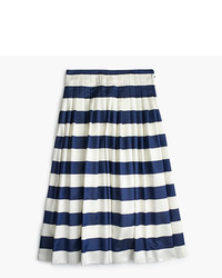 J.Crew Petite Pleated Satin Skirt In Stripe