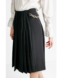 Burberry Pleated Silk Skirt With Chain Embellisht