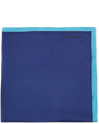 Burberry Solid Silk Pocket Square Navy