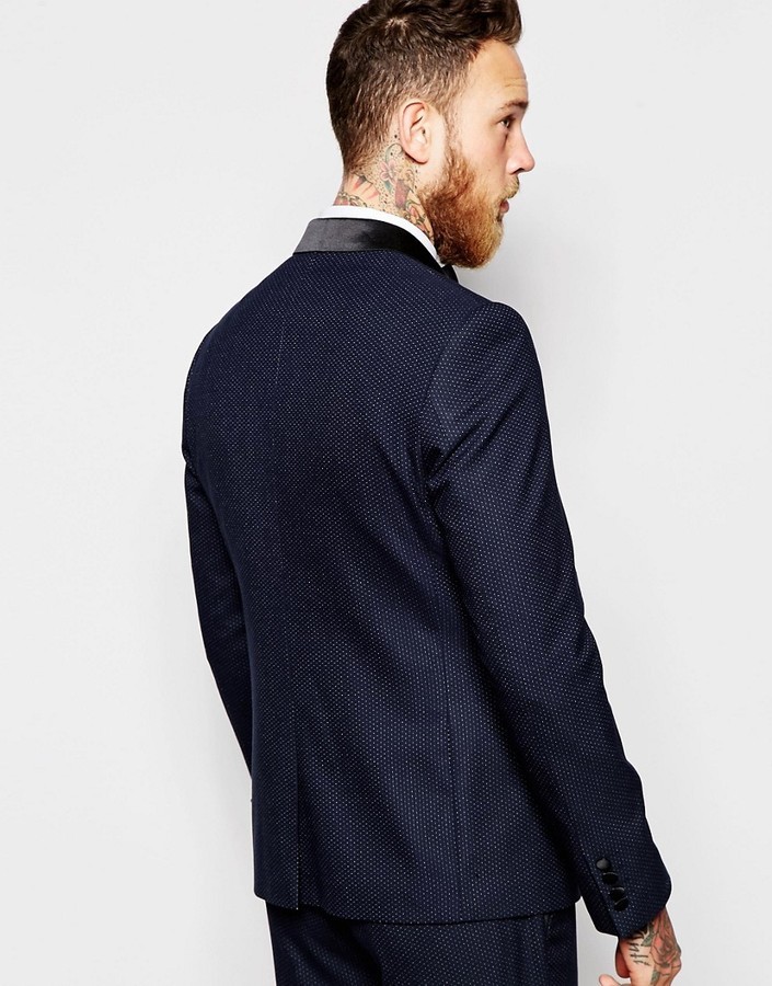 Asos Brand Slim Suit Jacket In Polka Dot, $138 | Asos | Lookastic