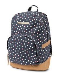 Navy Polka Dot Canvas Backpack