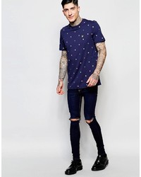 Lyle & Scott T Shirt With Multi Color Polka Dot In Navy