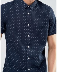 Asos Stretch Slim Denim Shirt With Polka Dots