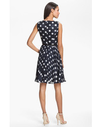 Adrianna Papell Petite Burnout Polka Dot Fit Flare Dress