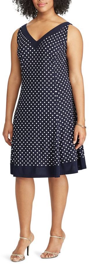 Chaps Plus Size Polka Dot Fit Flare Dress, $79 | Kohl's | Lookastic