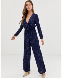 In The Style Billie Faiers Tie Front Polka Dot Jumpsuit