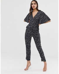 Outrageous Fortune Wrap Front Jumpsuit In Polka Print