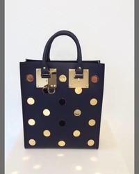 Sophie Hulme Albion Mini Polka Dot Leather Tote Bag Midnight Navy