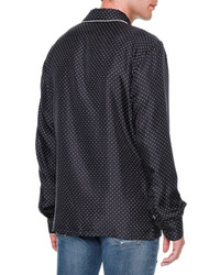 Dolce & Gabbana Dot Print Long Sleeve Pajama Shirt Navy