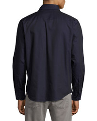 Neiman Marcus Dot Print Long Sleeve Sport Shirt Wineberry