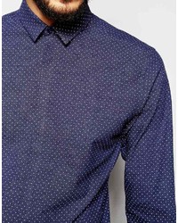 Noak Polka Dot Shirt With Micro Collar In Skinny Fit