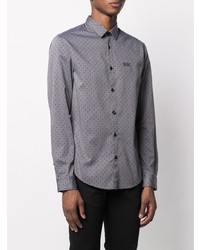 BOSS Patterned Embroidered Logo Shirt