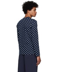 Comme Des Garcons Play Navy Polka Dot Heart Patch T Shirt