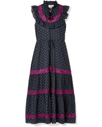 Figue Lila Med Embroidered Polka Dot Cotton Voile Dress