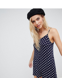 Daisy Street Cami Playsuit In Polka Dot And White Spot