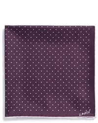 Lanvin Polka Dot Silk Pocket Square Purple
