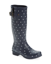 Navy Polka Dot Rain Boots