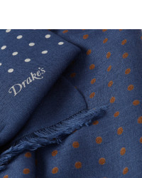 Drakes Drakes Spot Print Wool And Silk Blend Scarf