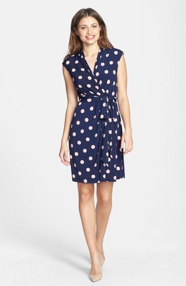 Eliza J Polka Dot Jersey Faux Wrap Dress, $118 | Nordstrom | Lookastic