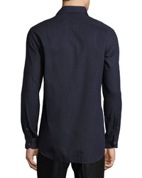 Luciano Barbera Polka Dot Cotton Button Shirt Navy