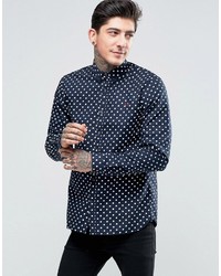 Fred Perry Shirt With Polka Dot In Navy In Slim Fit