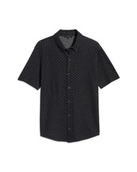 Vince Short Sleeve Jacquard Pattern Button Up Shirt