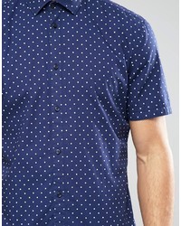 Esprit Short Sleeve Polka Dot Shirt In Slim Fit