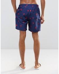 Asos Brand Swim Shorts With Polka Dot Print Drawcord Detail In Mid Length