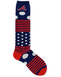 For Bare Feet Atlanta Braves Dots And Stripes 538 Socks