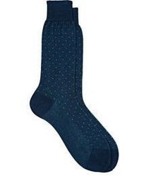 Barneys New York Micro Dot Pattern Trouser Socks Blue