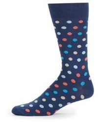 Jared Lang Multicolored Polka Dot Mercerized Cotton Blend Socks
