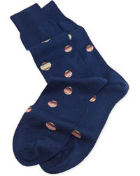 Paul Smith Stripe Polka Dot Knit Socks Navy
