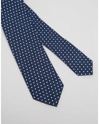 Asos Brand Slim Tie In Navy With Polka Dots