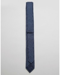Asos Brand Slim Tie In Navy With Polka Dots