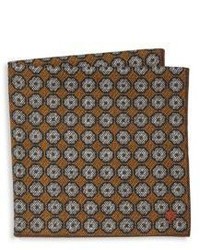Isaia Ochre Dotted Wool Blend Pocket Square