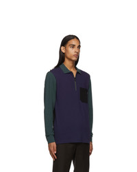Ps By Paul Smith Blue And Green Long Sleeve Polo