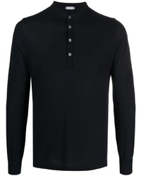Zanone Collarless Long Sleeve Polo Shirt