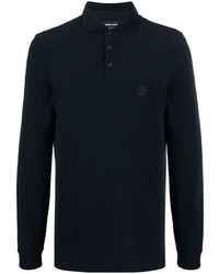 Giorgio Armani Embroidered Logo Cotton Blend Polo Shirt