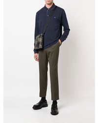 Etro Embroidered Pegaso Long Sleeve Polo Shirt